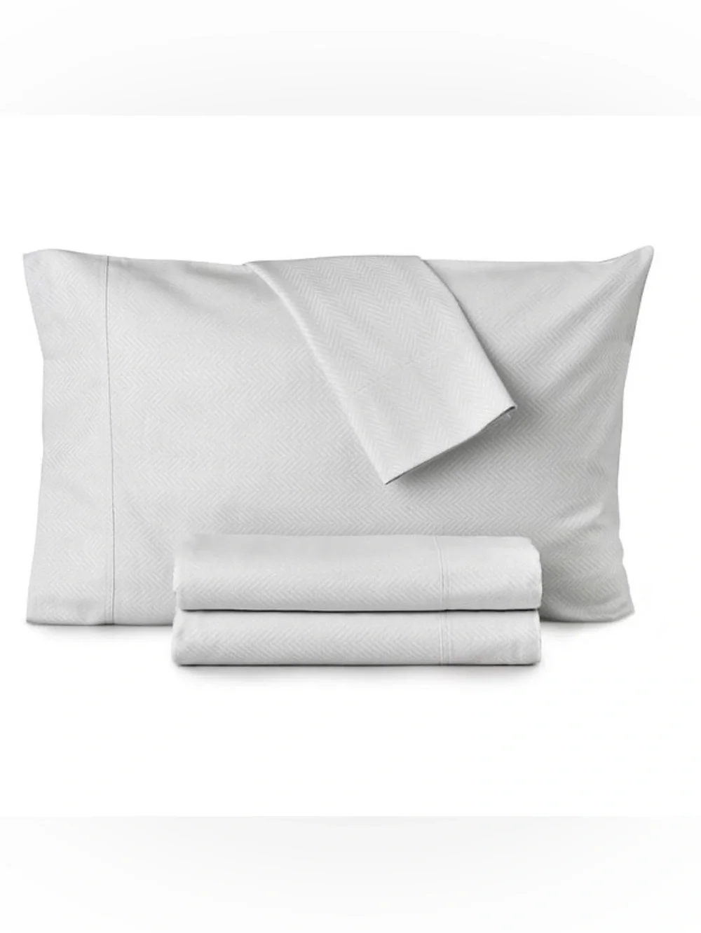 🛏️ New Martha Stewart Flannel Herringbone Sheet Set. Full. Slate Grey.